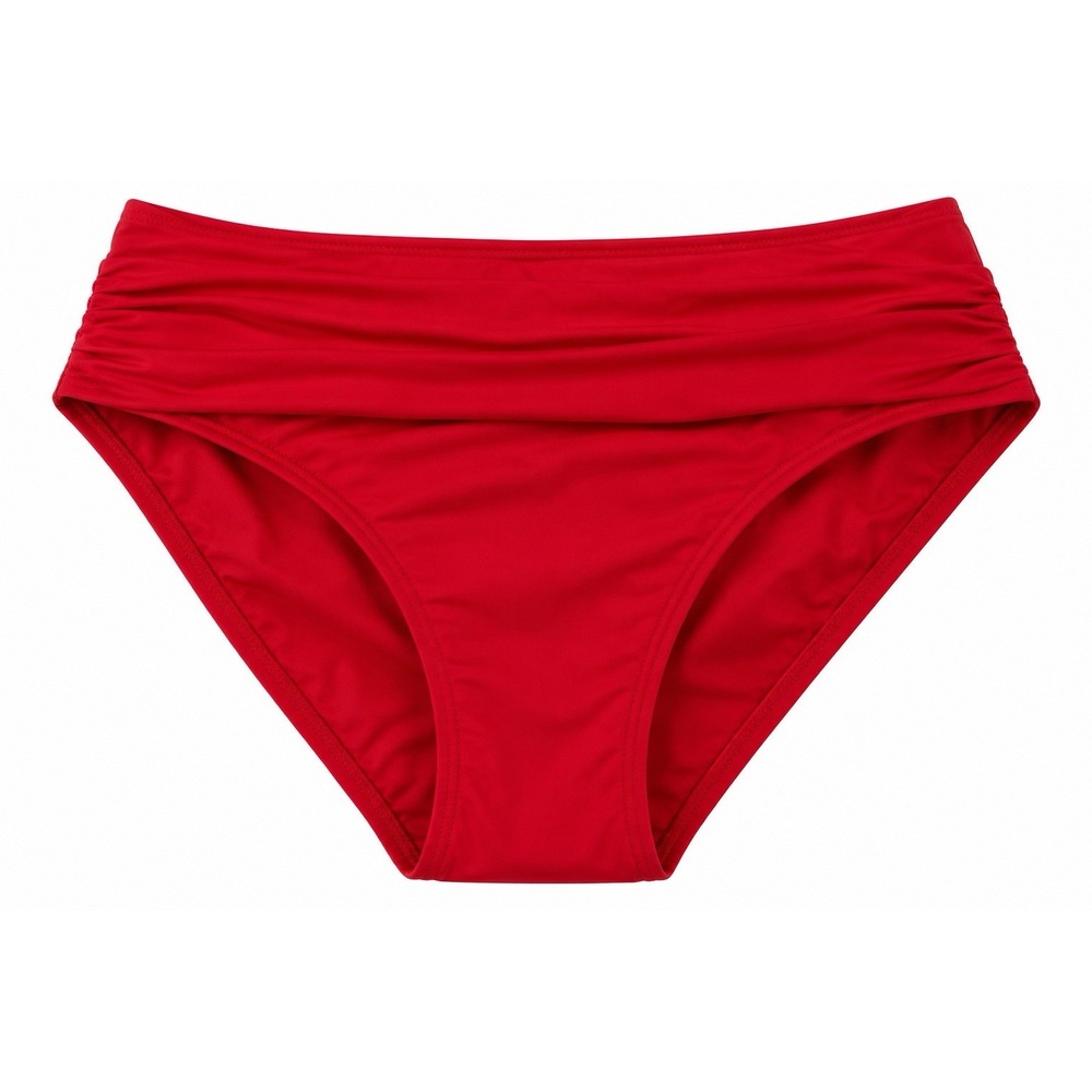 Tommy Bahama Pearl High Waist Shirred Bikini Bottom M Red NWT Tummy Control